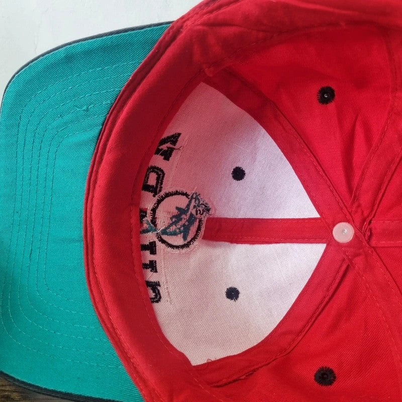 Vintage American Baseball Hat Snapback cap one size adjustable red black Dolphin Shark