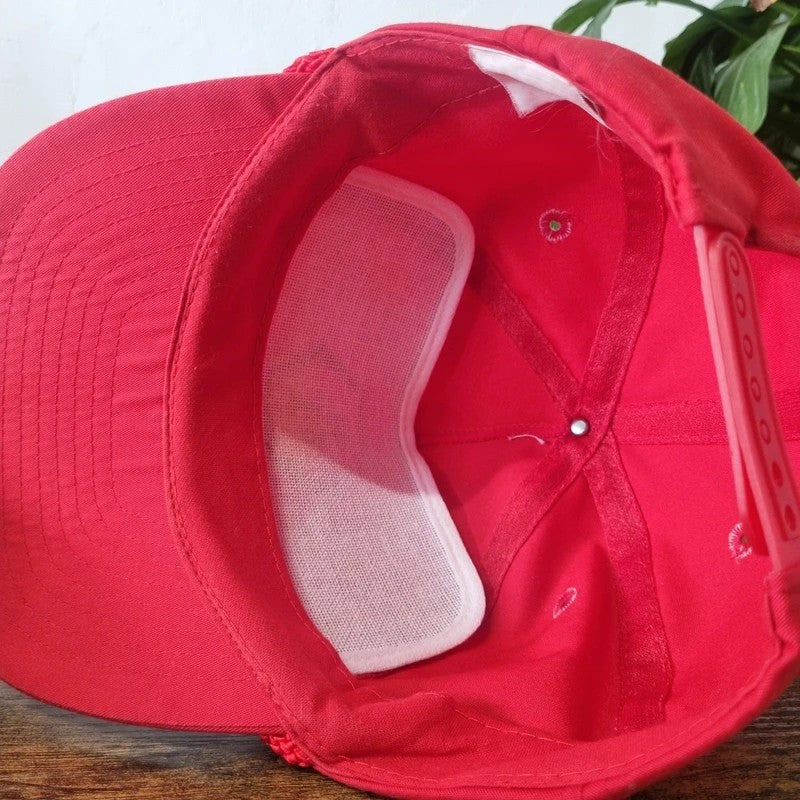 Vintage American Trucker Hat Snapback cap one size adjustable red PI