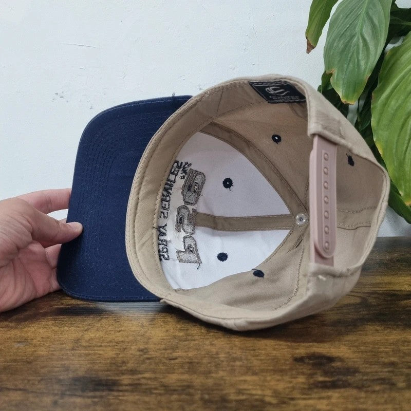 Vintage American Baseball Hat Snapback cap one size adjustable beige navy PSE spray service