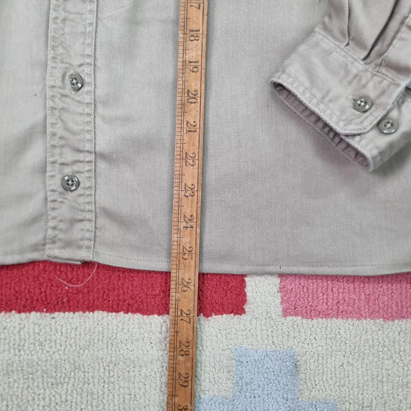 Vintage Carhartt FR Boxy Fit Cropped Shirt Long Sleeve XL plain Beige Button Up Skater Y2K Surf