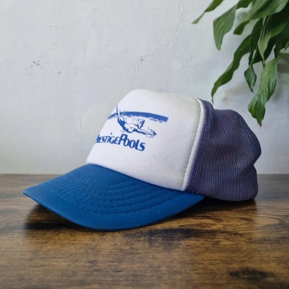 Vintage American Trucker Hat Snapback cap one size adjustable blue white prestige pools