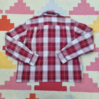 Vintage Carhartt Boxy Fit Cropped Shirt Short Sleeve large check Red Button Up Skater Y2K Surf