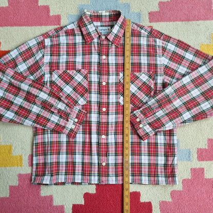 Vintage Carhartt Boxy Fit Cropped Shirt Short Sleeve Medium check red Button Up Skater Y2K Surf