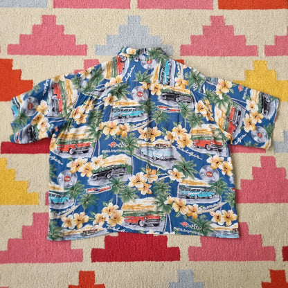 Vintage Hawaii Boxy Fit Cropped Shirt Short Sleeve XL print multi  Button Up Skater Y2K Surf