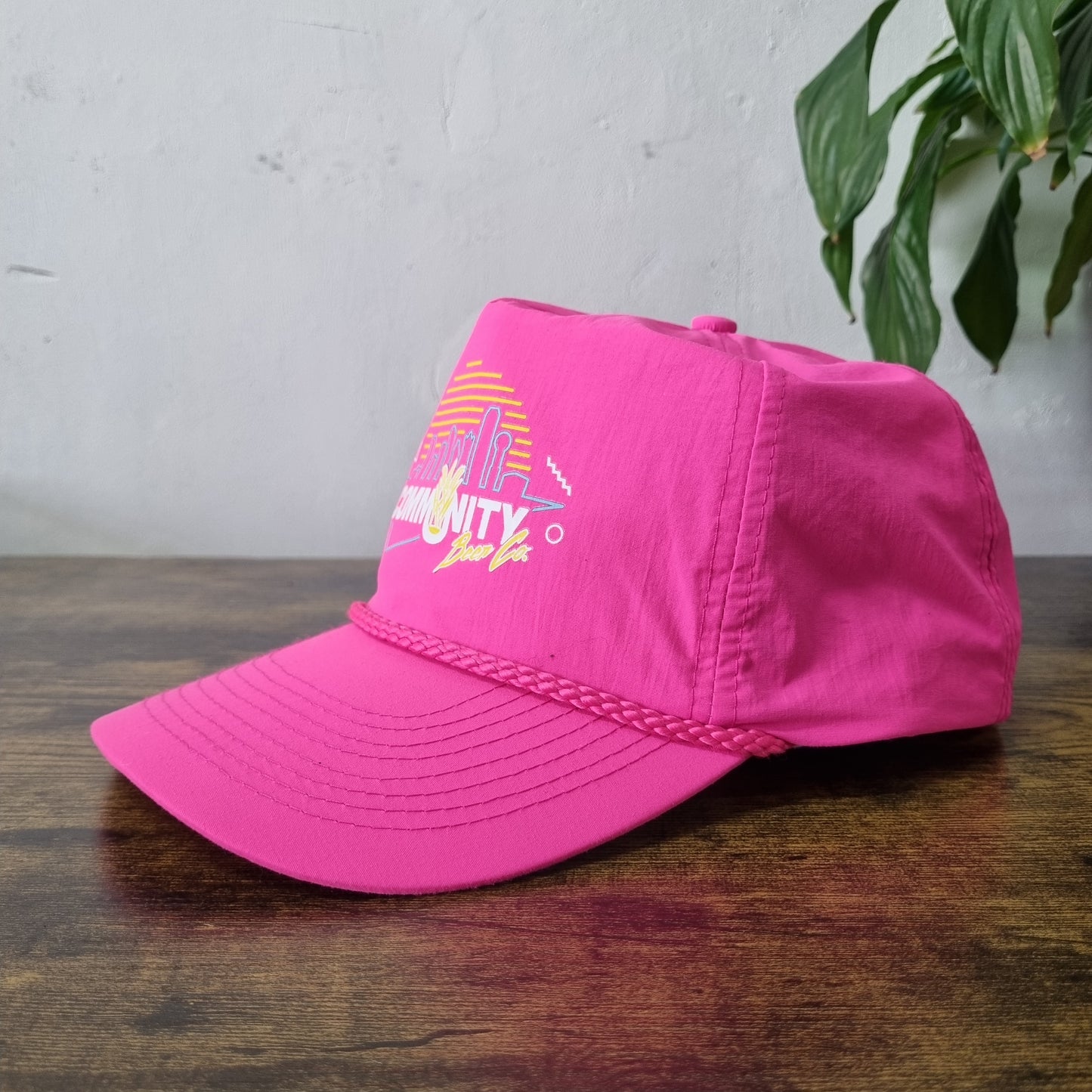 Vintage American Trucker Hat Snapback cap one size pink community beer