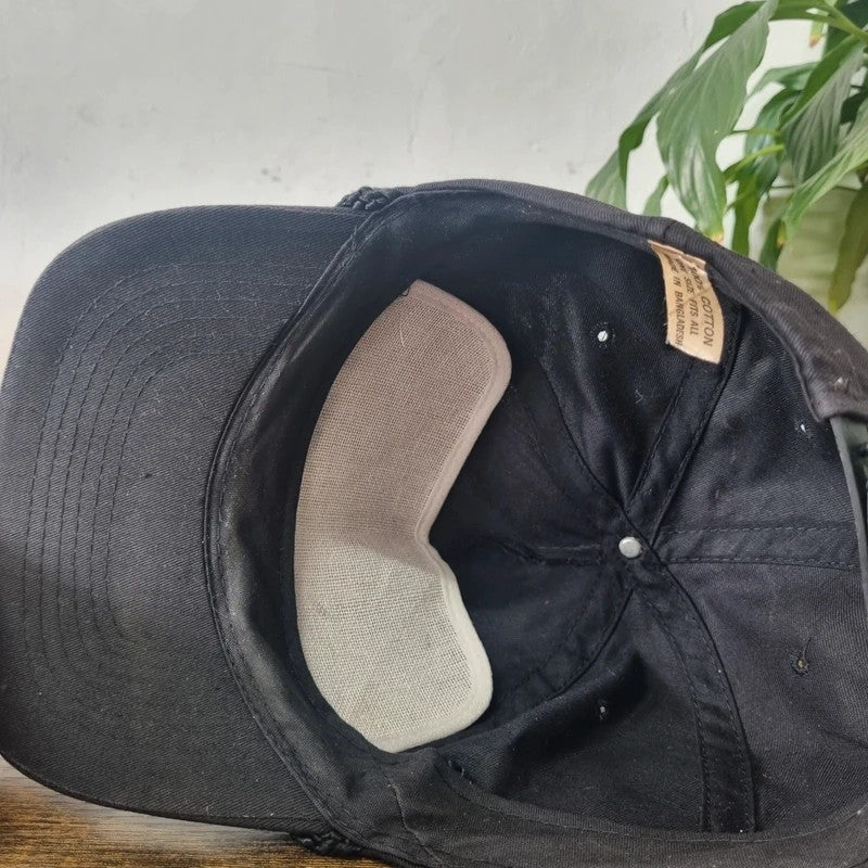 Vintage American Trucker Hat Snapback cap one size adjustable faded black GE supply