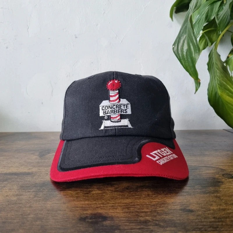 Vintage American Baseball Hat Snapback cap one size adjustable black red concrete barber