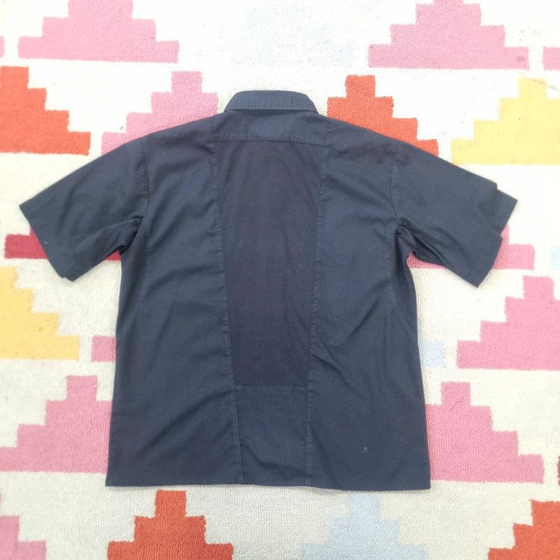Vintage Dickies Boxy Fit Cropped Shirt Short Sleeve Medium plain Black Button Up Skater Y2K Surf