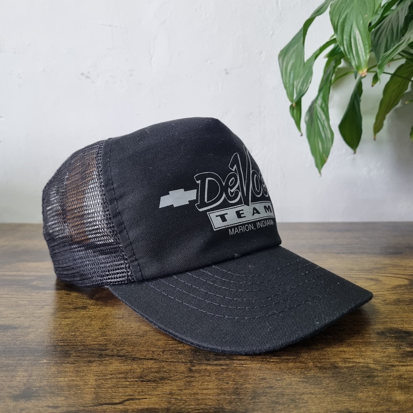 Vintage American Trucker Hat Snapback cap one size black chevrolet devoe team