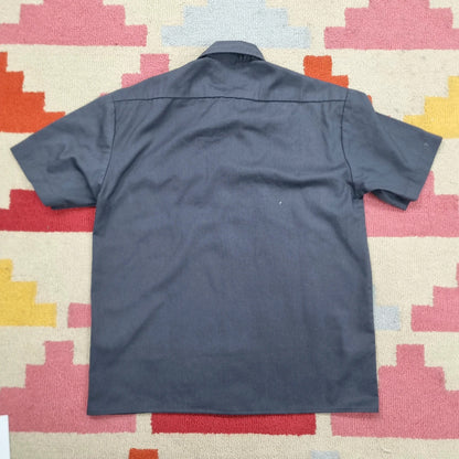 Vintage Dickies Boxy Fit Cropped Shirt Short Sleeve Small plain grey Button Up Skater Y2K Surf