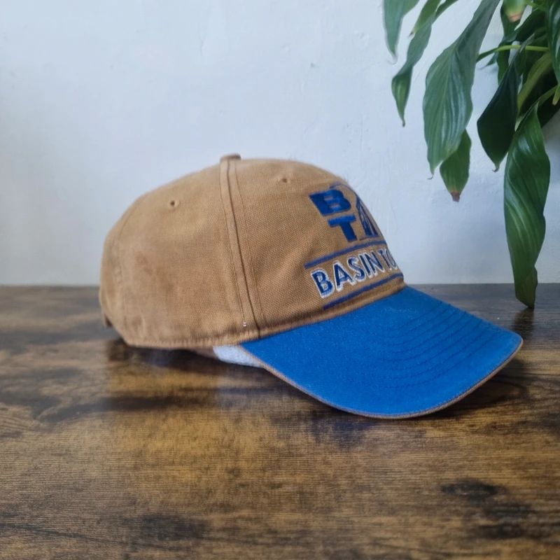 Vintage American Baseball Snapback cap one size adjustable beige blue oil rig basin