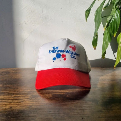 Vintage American baseball Hat Snapback cap one size adjustable red white sherwin williams