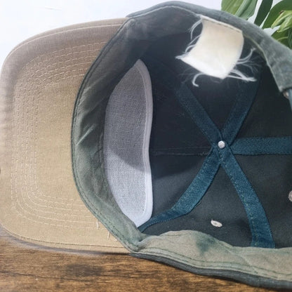 Vintage American Baseball Hat Snapback cap one size adjustable green beige Kenmode film