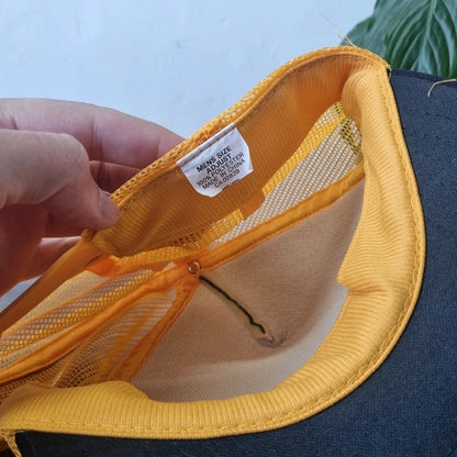 Vintage American Trucker Hat Snapback cap one size adjustable black yellow champion feed services
