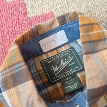 Vintage Woolrich Boxy Fit Cropped Shirt Short Sleeve Medium brown Button Up Skater Y2K Surf