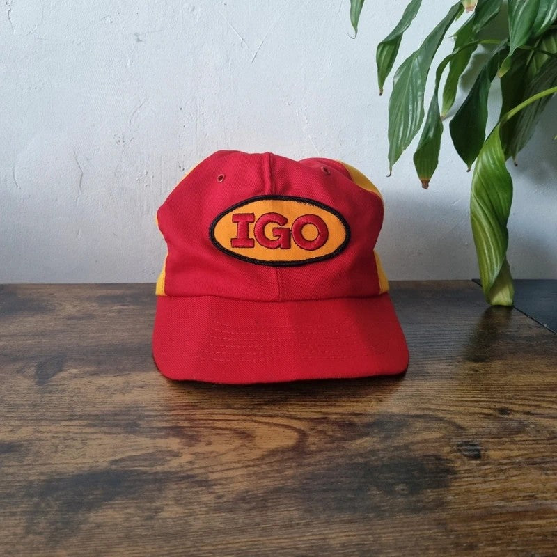 Vintage American Baseball Hat Snapback cap one size adjustable red yellow IGO