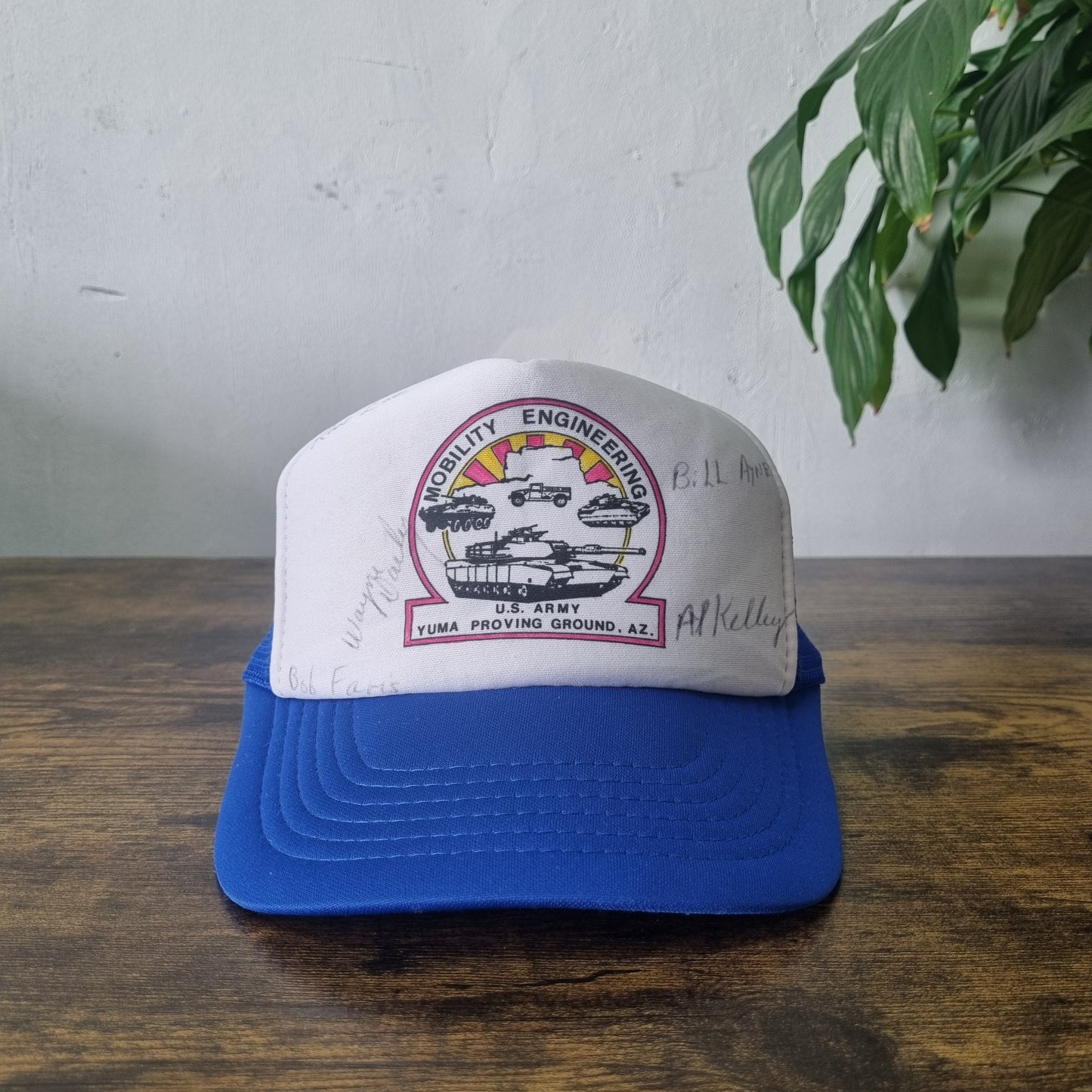 Vintage American Trucker Hat Snapback cap one size adjustable blue white
