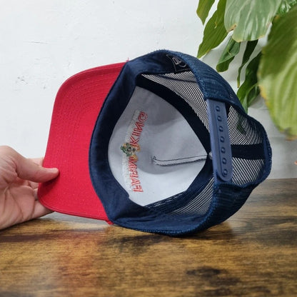 Vintage American Baseball Hat Snapback cap one size adjustable navy red Farm King