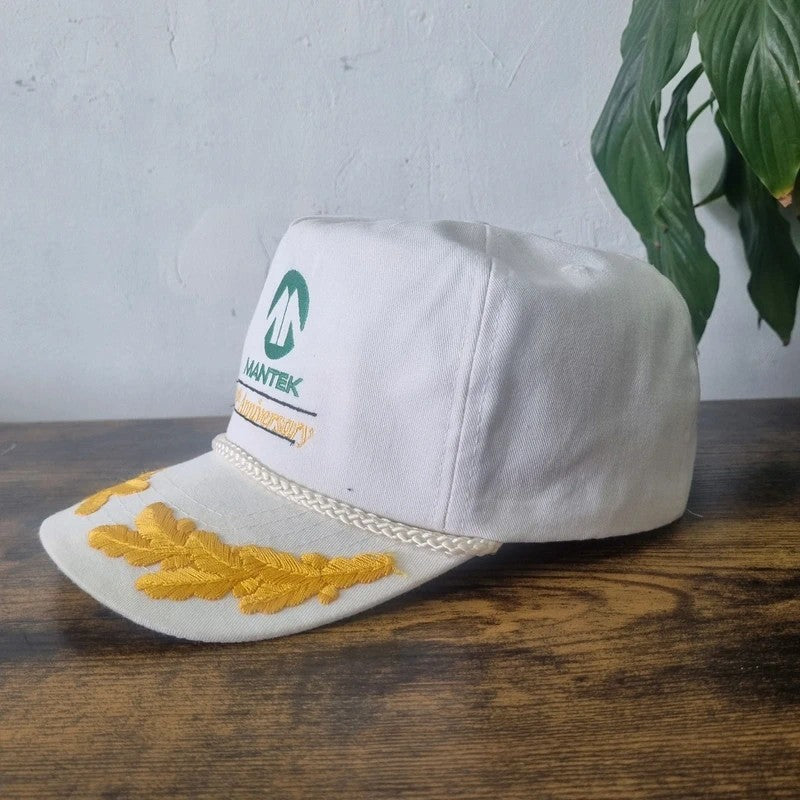 Vintage American Trucker Hat Snapback cap one size adjustable white Mentek