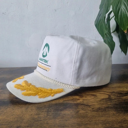 Vintage American Trucker Hat Snapback cap one size adjustable white Mentek