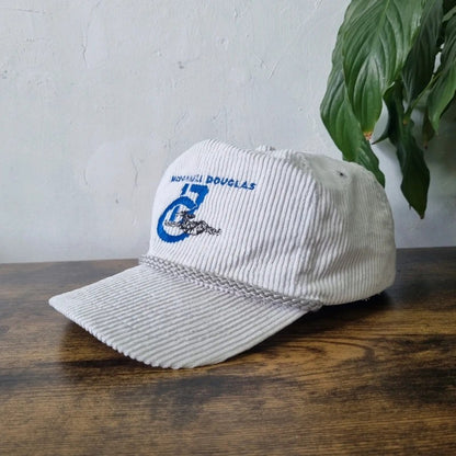 Vintage American Trucker Hat Snapback cap one size light grey McDonnell Douglas c17 plane