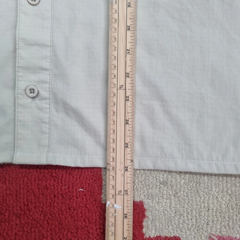 Carhartt Boxy Fit Cropped Shirt Short Sleeve large plain cream Button Up Skater Y2K Surf