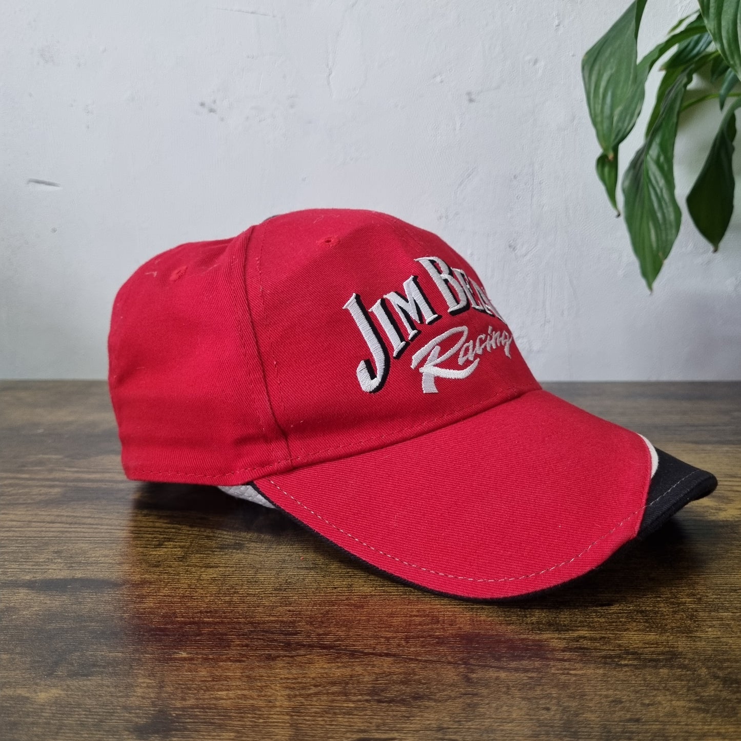 Vintage American Baseball Hat Snapback cap one size red Jim Beam racing