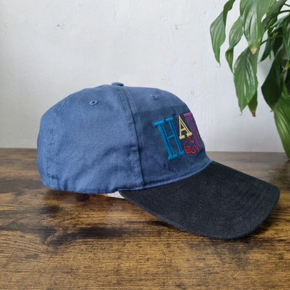 Vintage American Baseball Hat Snapback cap one size adjustable blue black Hawaii fish