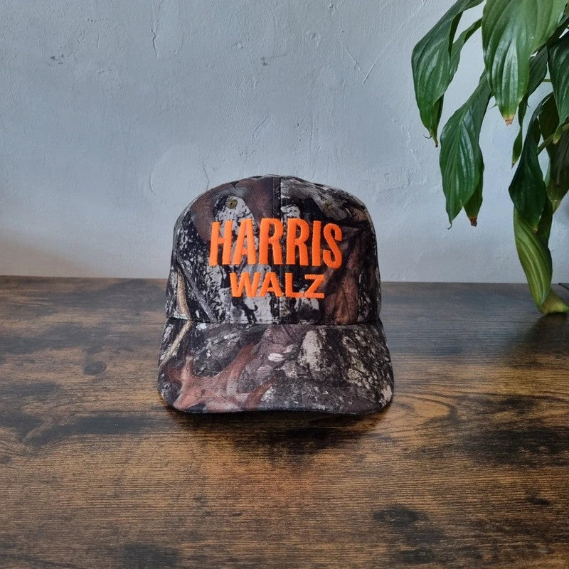 Vintage American Baseball Hat Snapback cap one size adjustable Harris Walz brown realtree