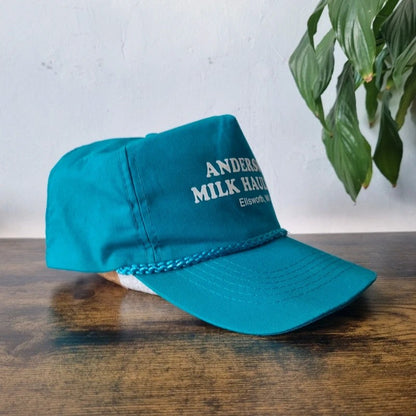 Vintage American Trucker Hat Snapback cap one size adjustable green milk Hauling