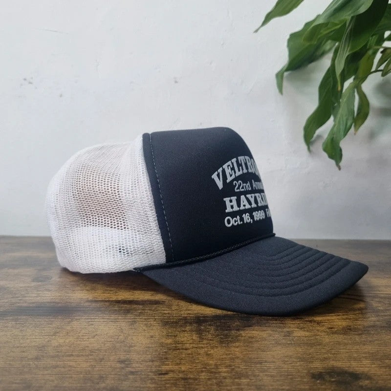 Vintage American Baseball Hat Snapback cap one size adjustable black white hayride