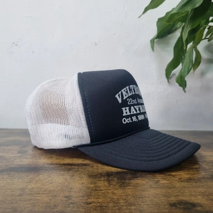 Vintage American Baseball Hat Snapback cap one size adjustable black white hayride