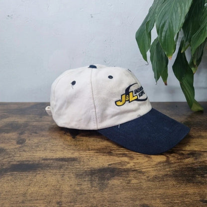 Vintage American Baseball Hat Snapback cap one size adjustable cream navy industrial supply