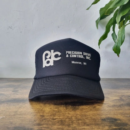 Vintage American Trucker Hat Snapback cap one size adjustable black Precision Drive & Control Inc
