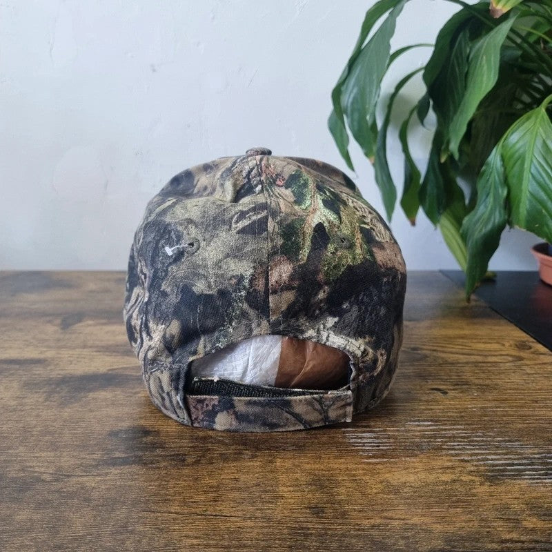 Vintage American Baseball Hat Snapback cap one size adjustable green khaki mossy oak Bow Tech
