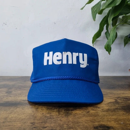 Vintage American Trucker Hat Snapback cap one size adjustable Henry blue