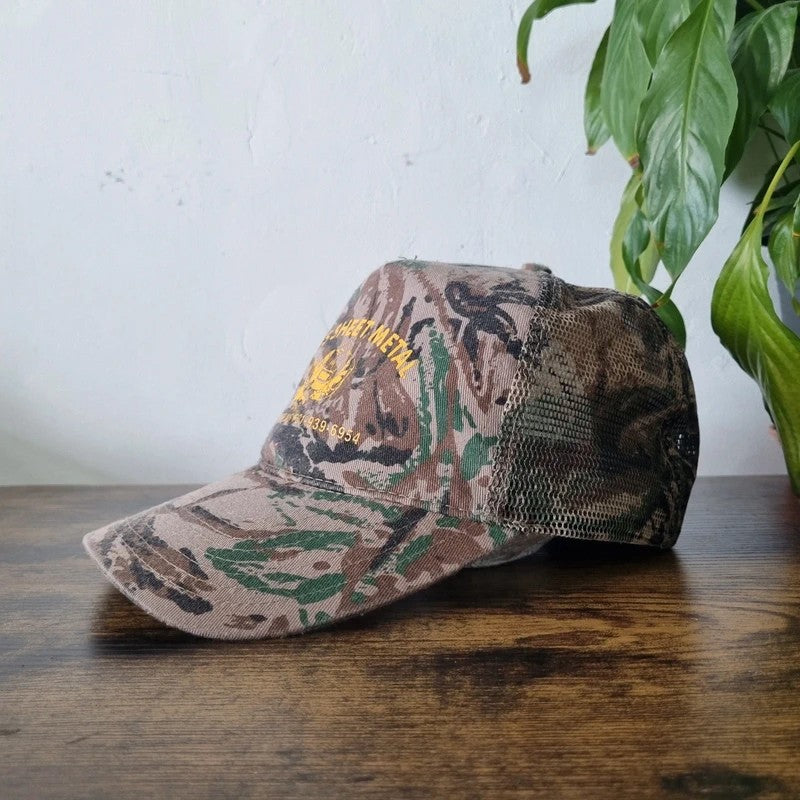 Vintage American baseball Hat Snapback cap one size adjustable sheet metal khaki camo