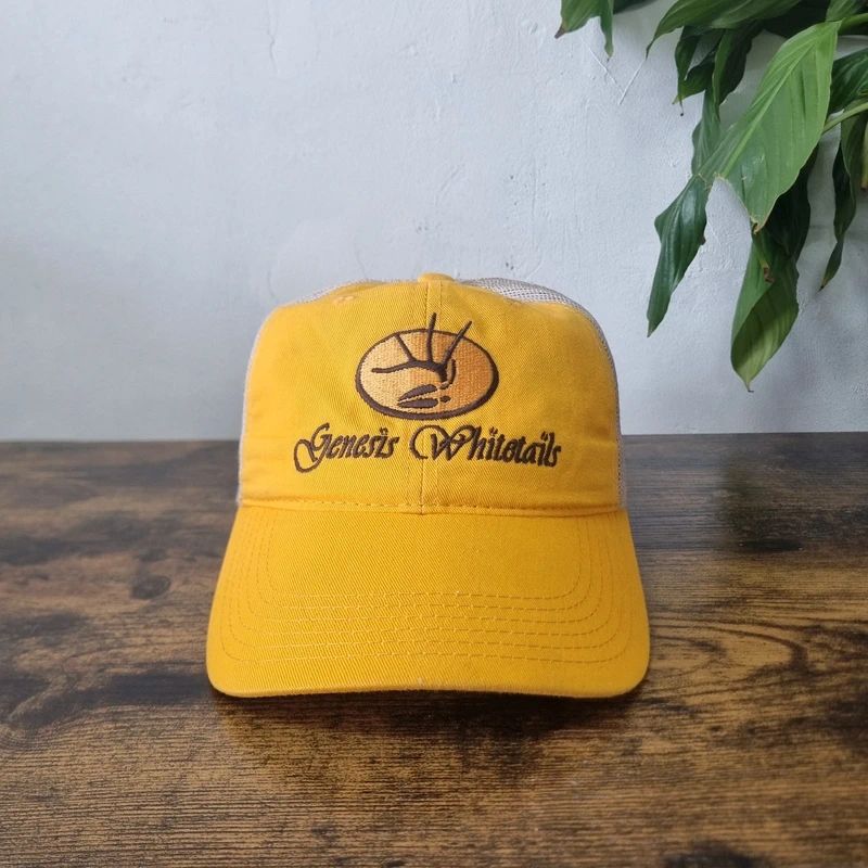 Vintage American baseball Hat Snapback cap one size adjustable yellow beige jesus genesis