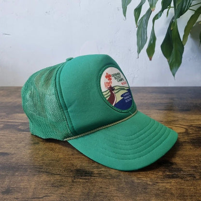 Vintage American Trucker Hat Snapback cap one size adjustable green goshen scout camp deer