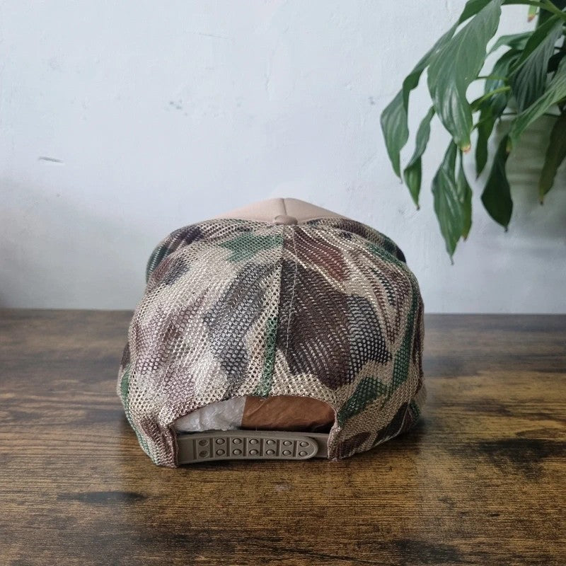 Vintage American Trucker Hat Snapback cap one size adjustable brown camo astro building products