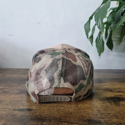Vintage American Trucker Hat Snapback cap one size adjustable brown camo astro building products