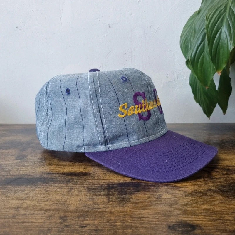 Vintage American Baseball Hat Snapback cap one size adjustable blue purple southwesternn