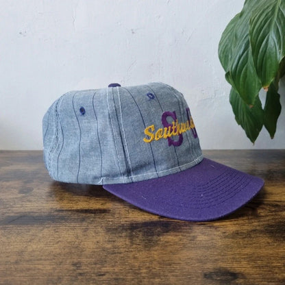 Vintage American Baseball Hat Snapback cap one size adjustable blue purple southwesternn