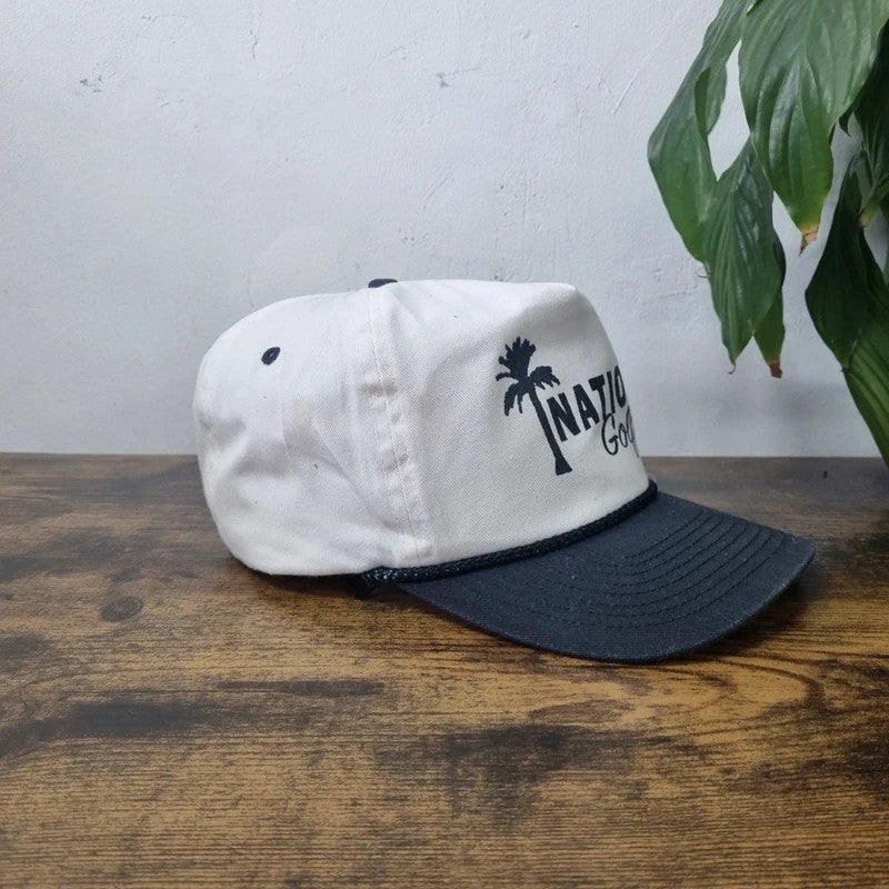 Vintage American Trucker Hat Snapback cap one size adjustable black white nation golf