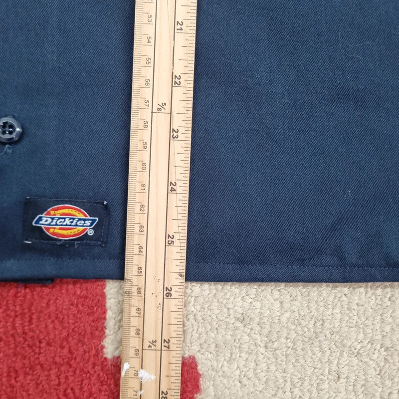Vintage Dickies Boxy Fit Cropped Shirt Short Sleeve Medium navy navy Button Up Skater Y2K Surf