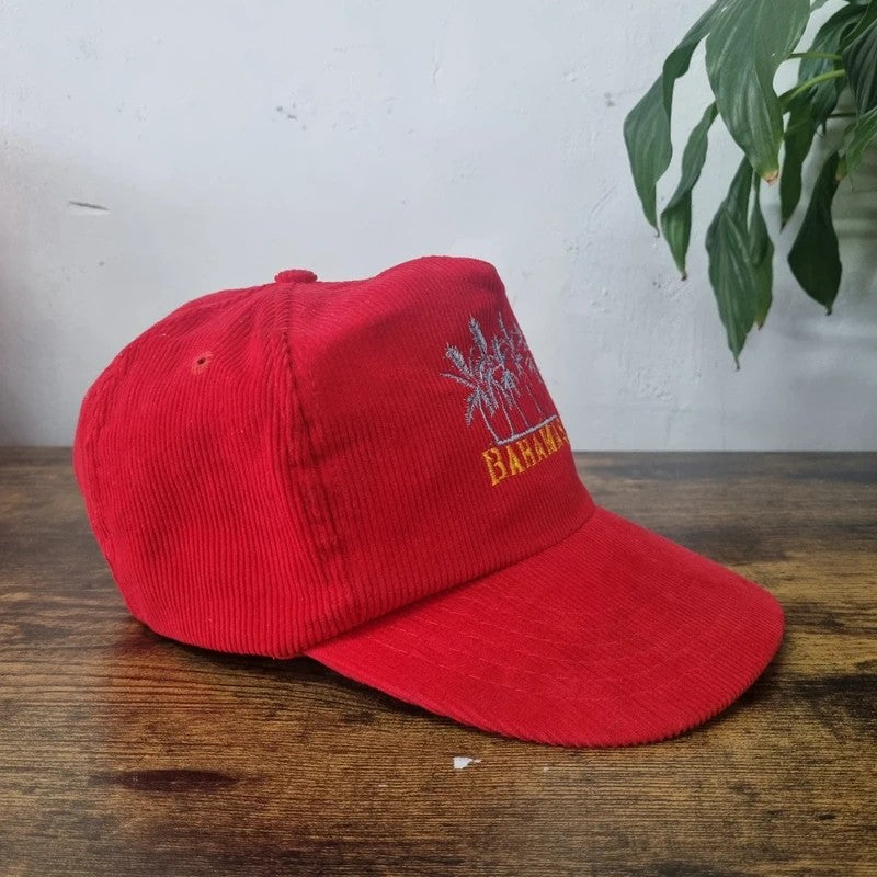 Vintage American Trucker Hat Snapback cap one size white red Bahamas