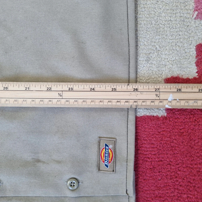 Vintage Dickies Boxy Fit Cropped Shirt Long Sleeve XXL plain Beige Button Up Skater Y2K Surf