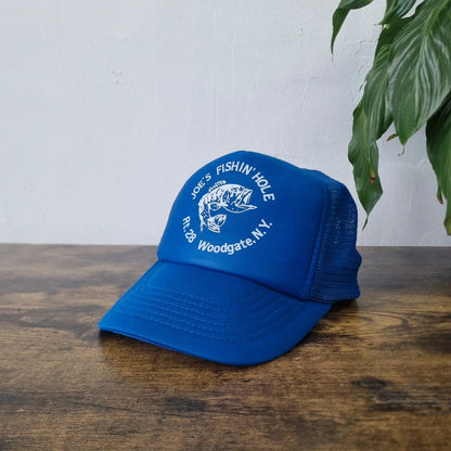 Vintage Fishing Trucker Hat Mesh snapback cap royal blue one size adjustable 90s