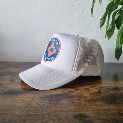 Vintage American Trucker Hat Snapback cap one size adjustable white fishing campers
