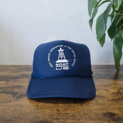 Vintage American Trucker Hat Snapback cap one size adjustable navy Boat US